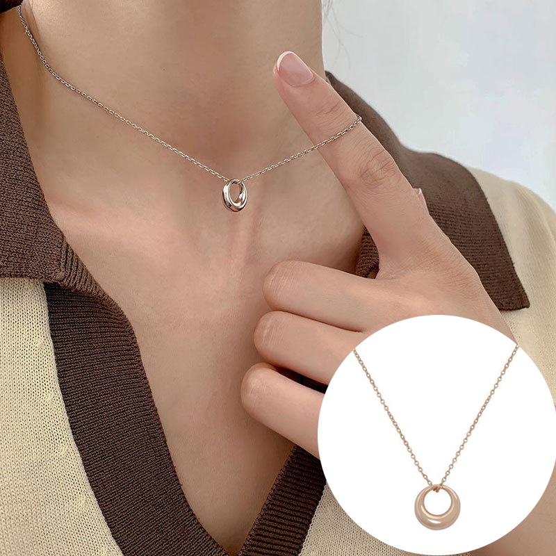 Temperamen Kalung Liontin Cincin Sederhana Perhiasan Wanita Antik Berkualitas Tinggi