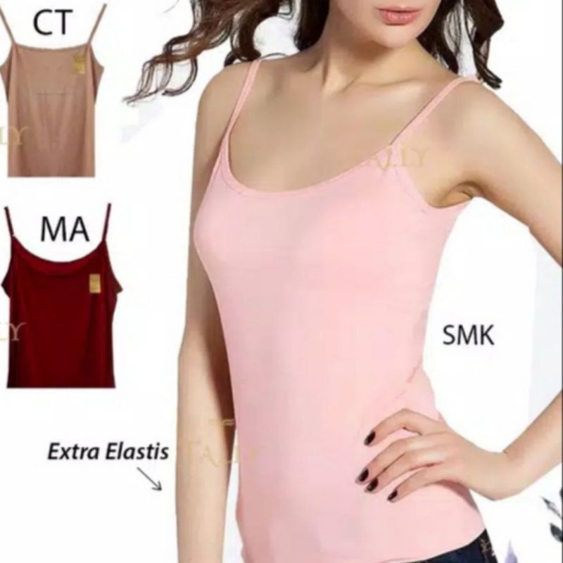 TALLY Singlet Tanktop Tali kecil 2005 Lembut  bahan  Bamboo-Coklat tua