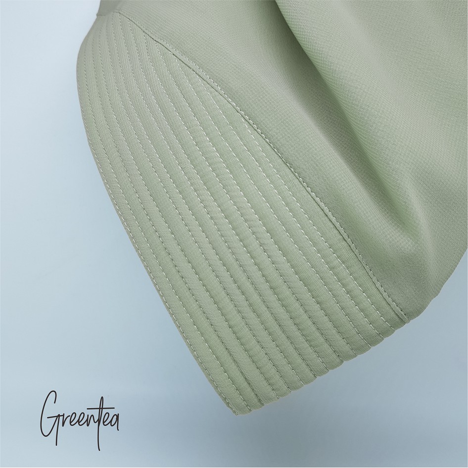 SALE Hijab Khimar raudah kancing 2 l0ayer / Jilbab kancing-GREEN TEA