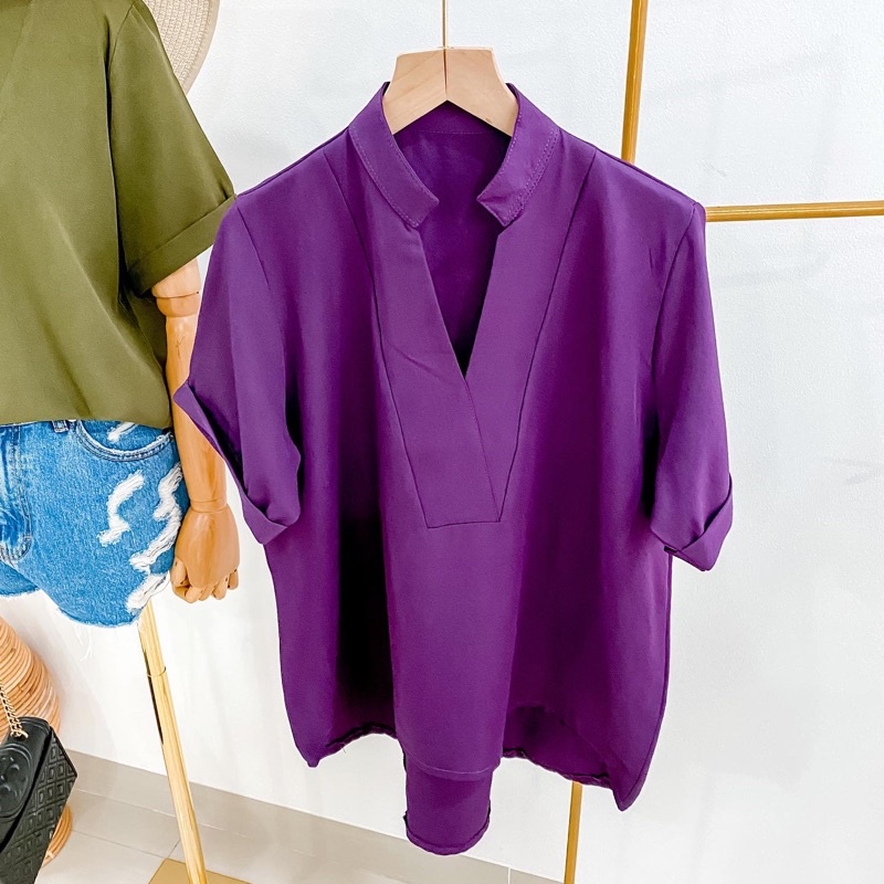Double Lucky / Vee Top / Atasan Torino / Baju Atasan Wanita / Blouse-Ungu