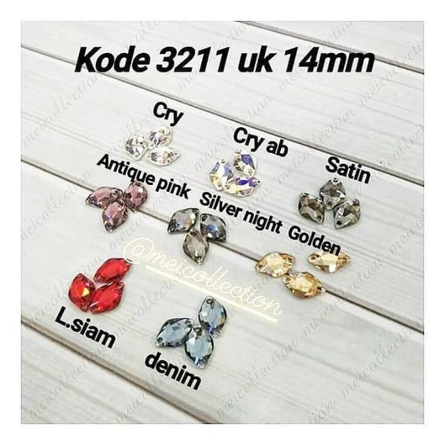 SWAROVSKI ORIGINAL (isi 6pcs) kode 3211 daun jahit payet kristal permata premium