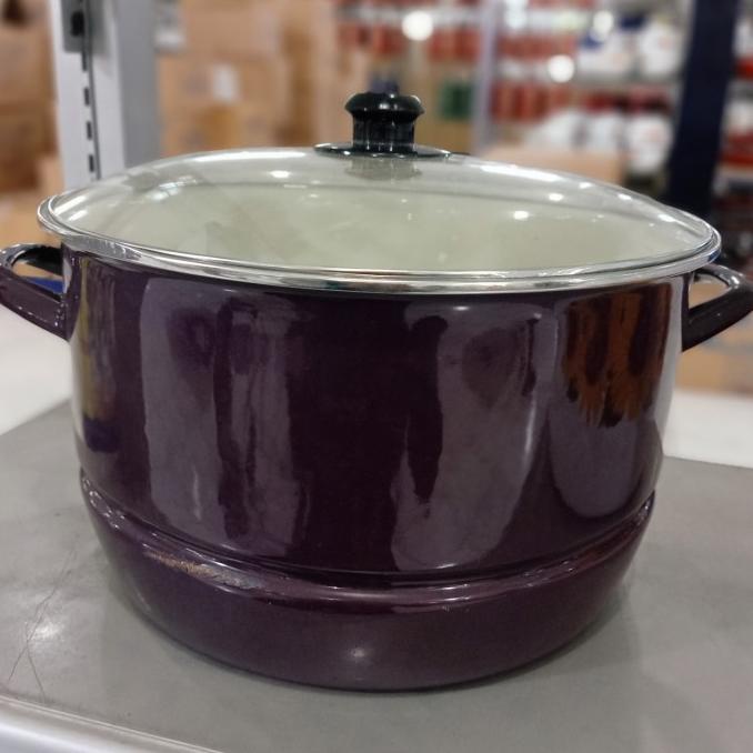 @@@@] Panci enamel jumbo warna polos tutup kaca uk 34