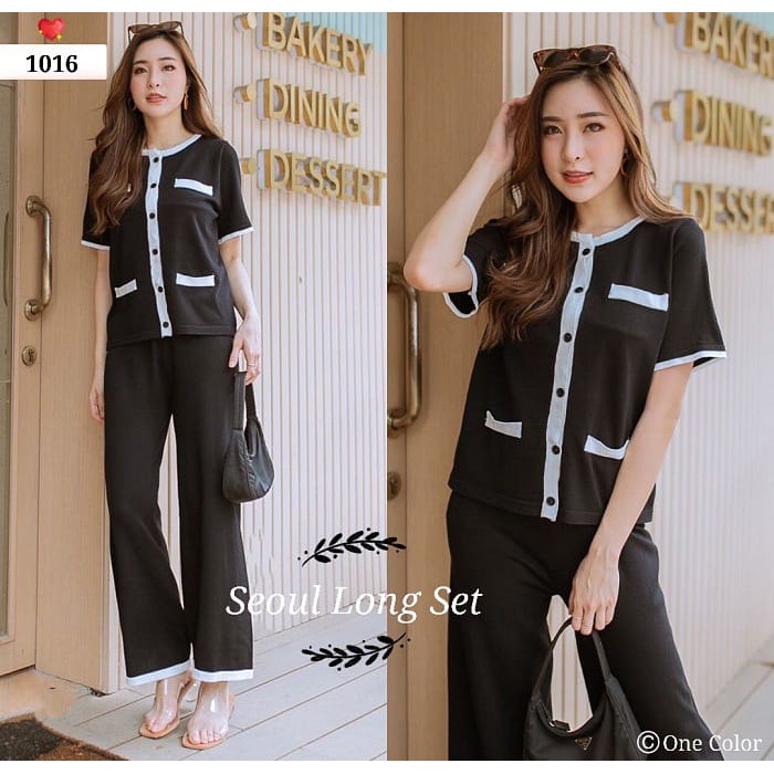 C17 Seoul Long Set 1016  Setelan bahan mosscrepe, Ld 100cm P 61cm