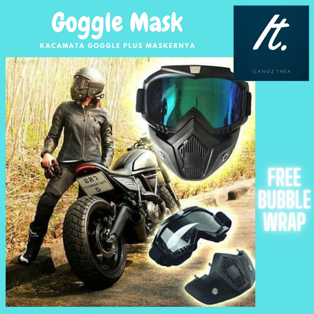 KACAMATA GOOGLE MASKER HELM RETRO GOOGLES MASK GOGGLES KACAMATA MOTOR