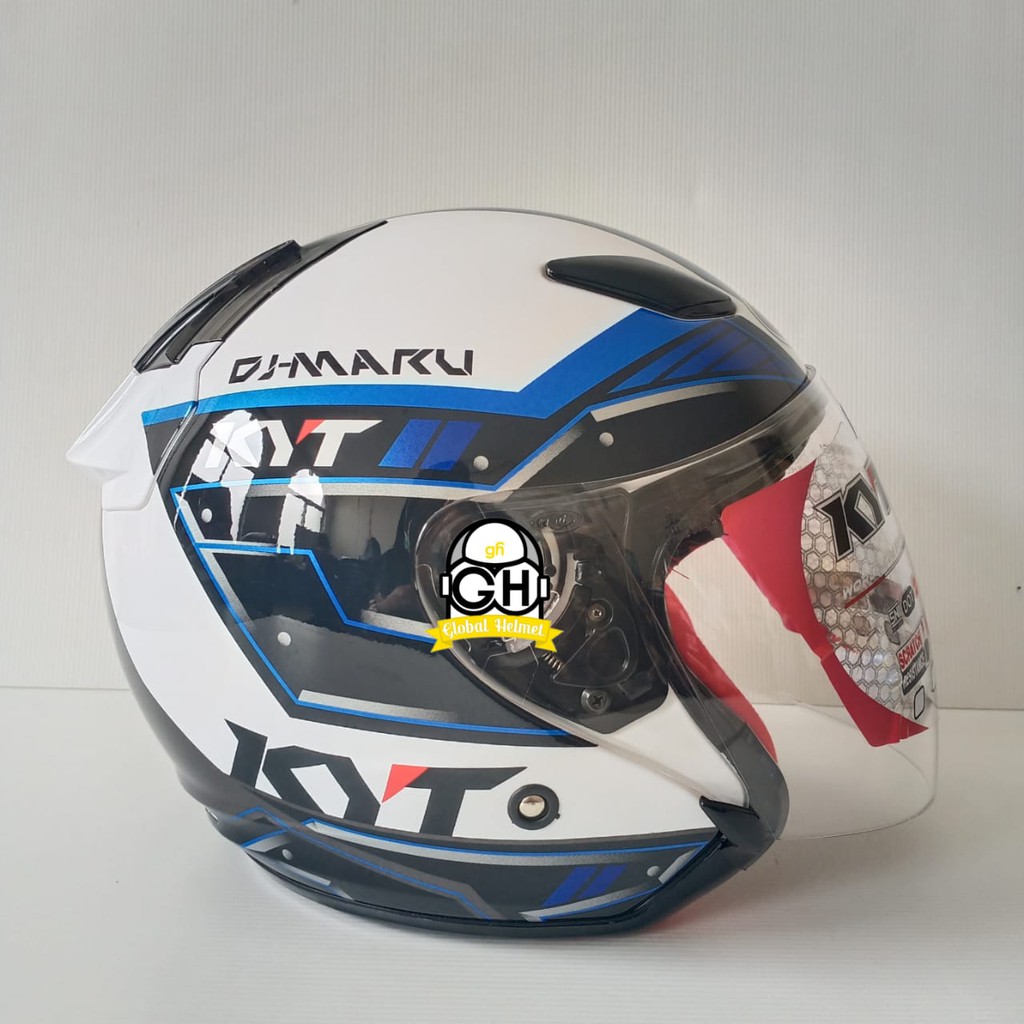 HELM HALF FACE KYT DJ MARU KYT DJMARU MOTIF #9 WHITE BLUE