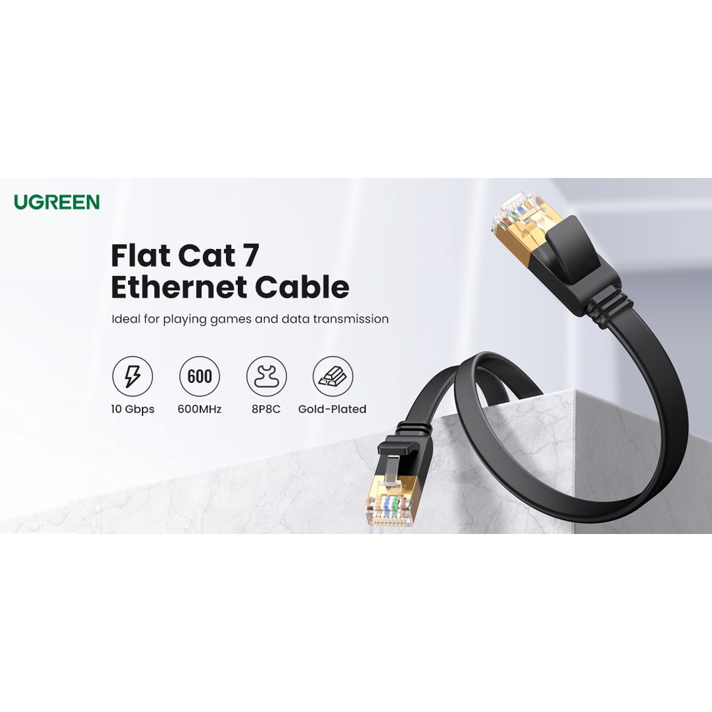 UGREEN Kabel LAN Ethernet STP CAT7 Network Internet Cable Flat 10Gbps