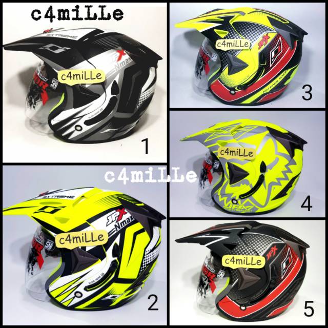 HELM JPX SUPERMOTO NMAX ADVANCE WILD RIDER DOUBLE VISOR HALF FACE CROSS TRAIL