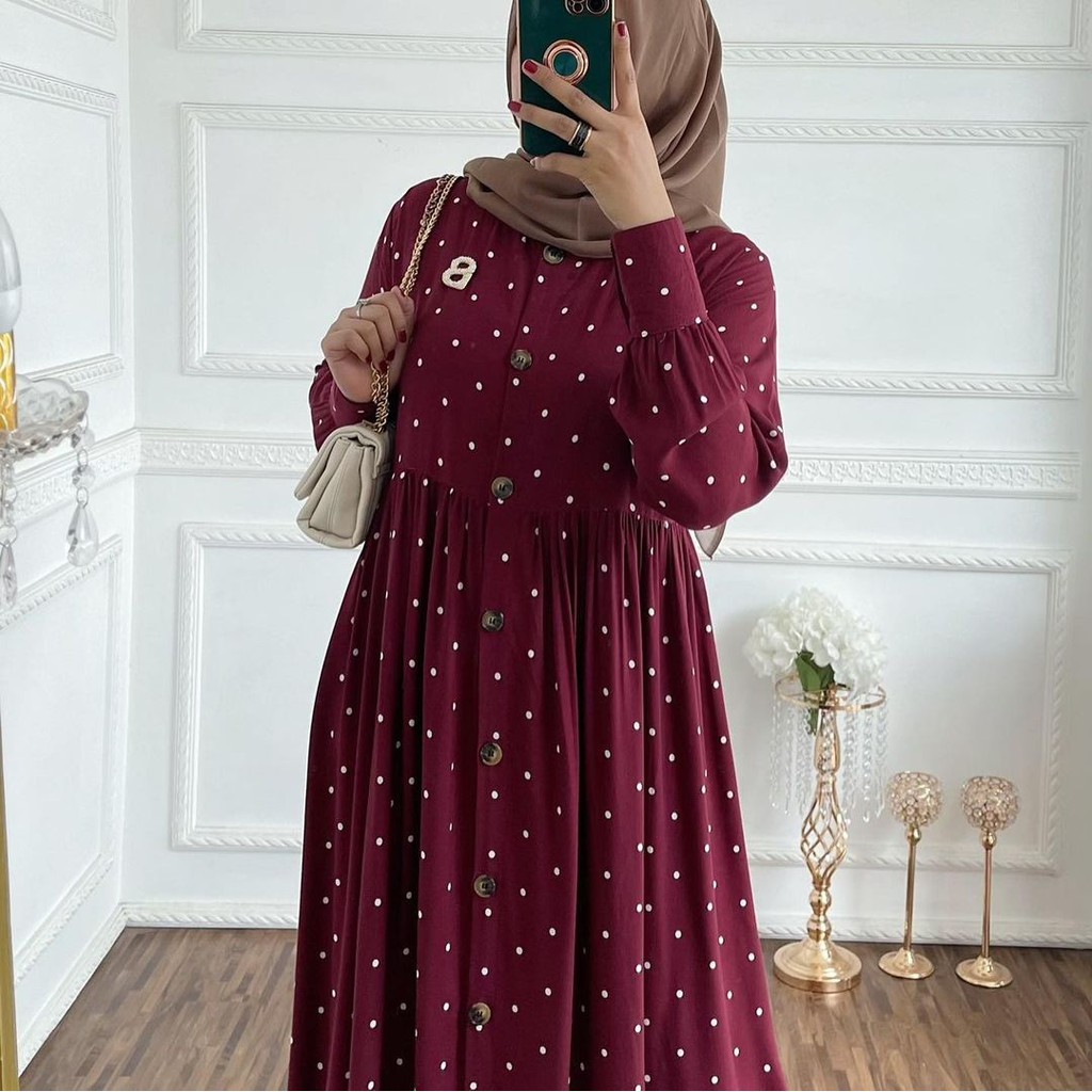 KIRANAOFFICIAL - ( COD ) SABRINA POLKA DRESS RAYON VISCOSE