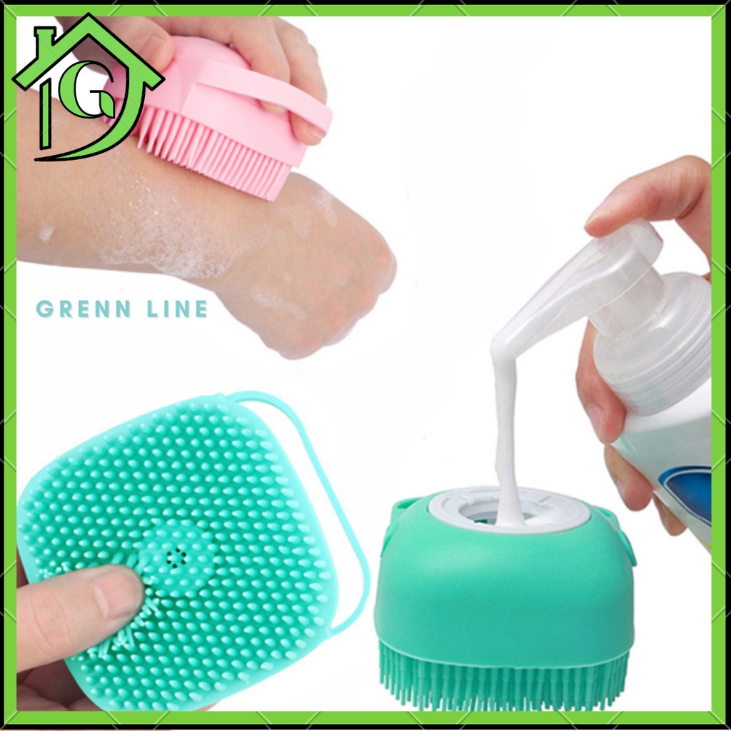 Sikat Mandi Silikon Spon Spons Pembersih Daki Kotoran Di Badan 2 Sisi Shower Brush Dispenser