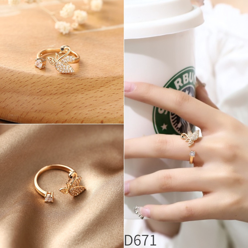 ✨D.G.C✨ ✅COD Cincin Titanium Wanita Adjustable Mewah Berlian Fashion Korea Aksesoris Jewerly Cincin Tunangan Murah D6