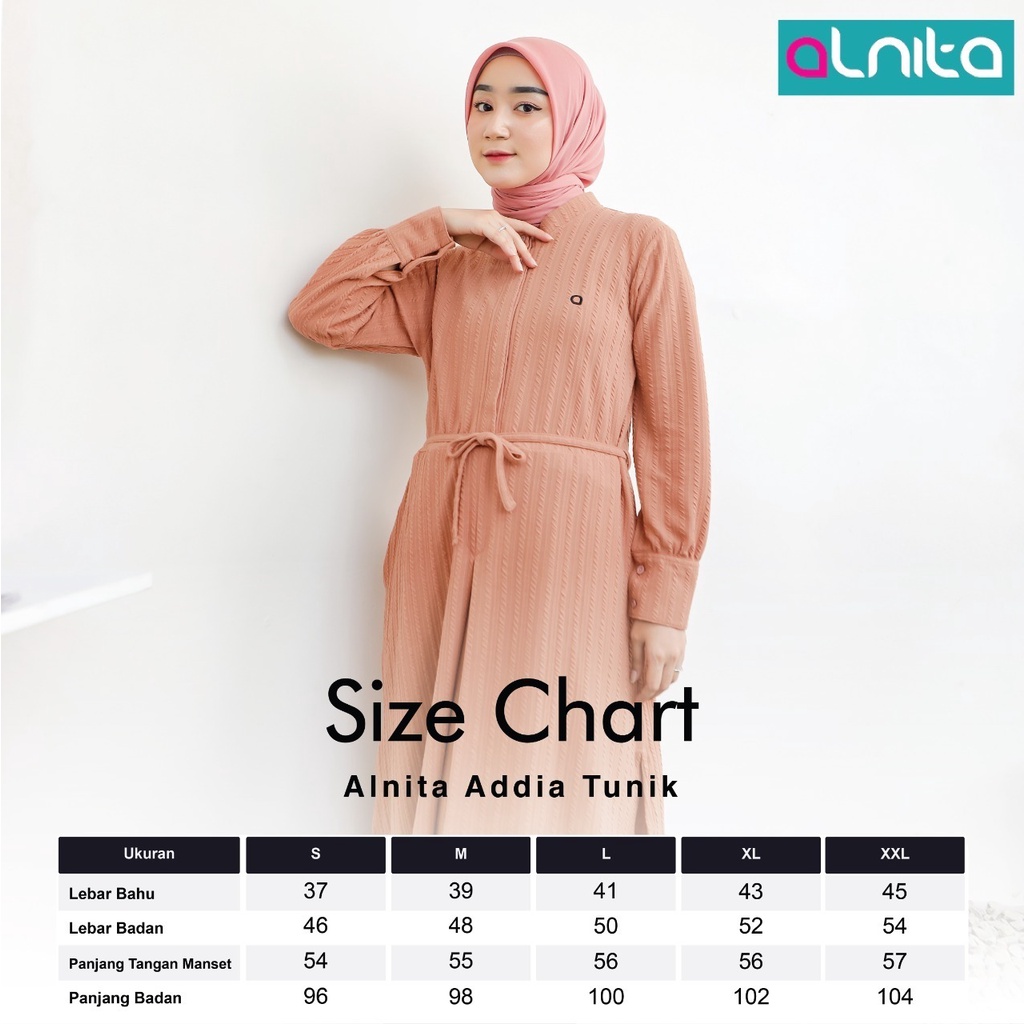 Alnita Addia Tunik Wanita Muslimah Atasan Bahan Ambrosia Outfit Casual