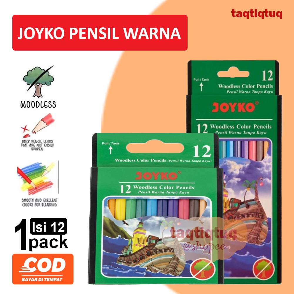 

JOYKO Pensil Warna PENDEK CP 107 / PANJANG 103 Isi 12 Pcs Pensil Warna Joyko 1 Pack 12 pcs Joyko Color Pencils Pensil Warna Joyko isi 12 Pensil Warna Panjang Joyko Alat Lukis Pinsil Warna Perlengkapan Sekolah Peralatan Menggambar - HIJAU