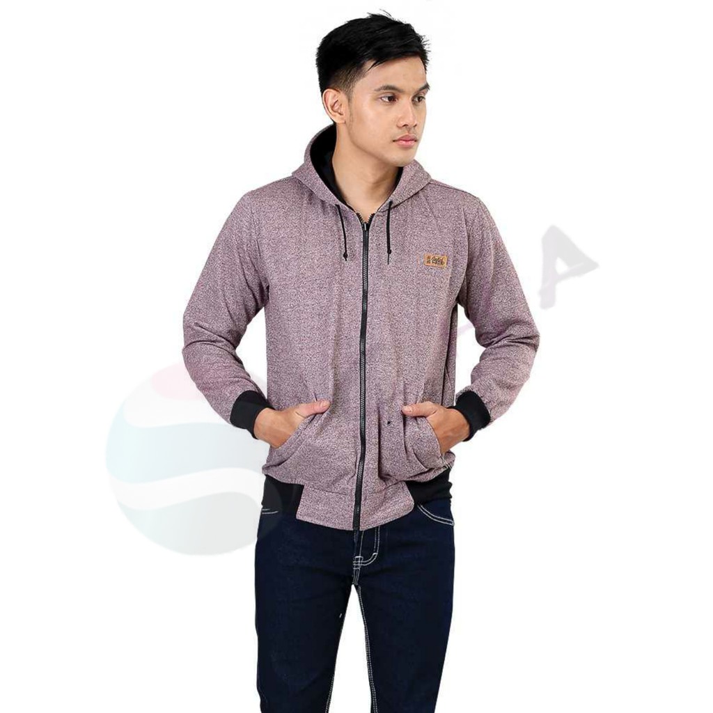 INFICLO INF 947 Jaket Hoodie Pria Bahan Baby Terry Pink