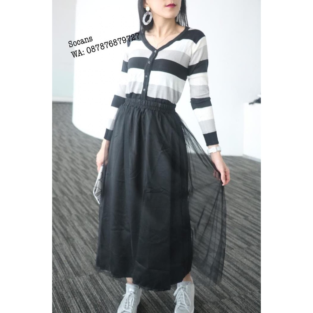 JOYAGH FLARE TUTU SKIRT Rok Panjang Wanita Cantik Fashion Muslim - Hitam