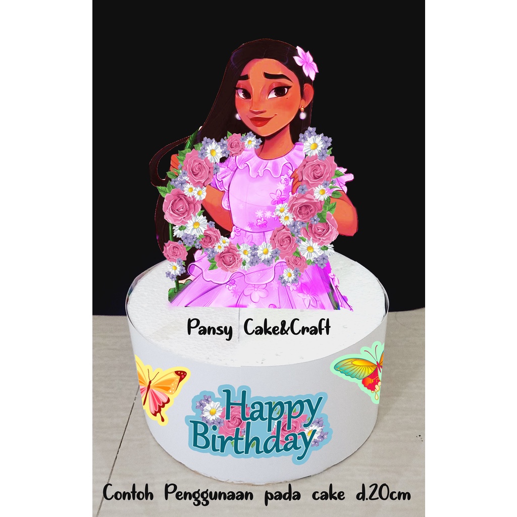 Center Piece / Cake topper Encanto Isabelle + list border samping