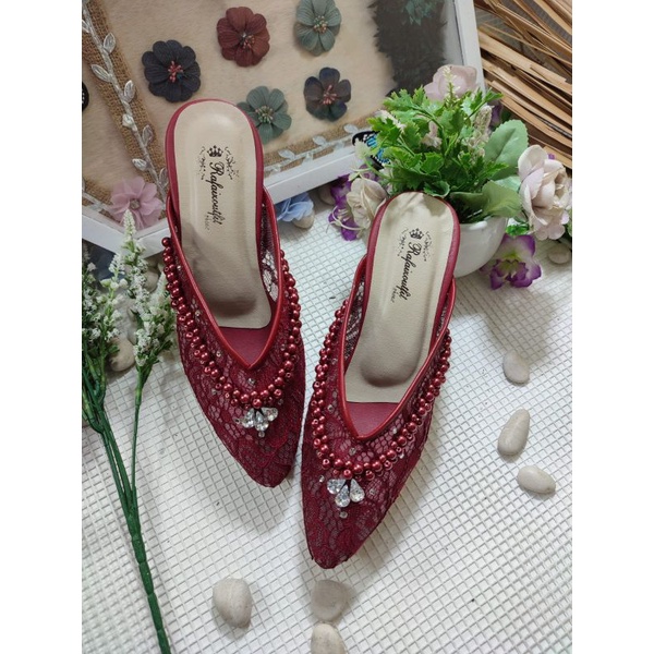 sepatu v mozza merah maroon tinggi 9cm tahu