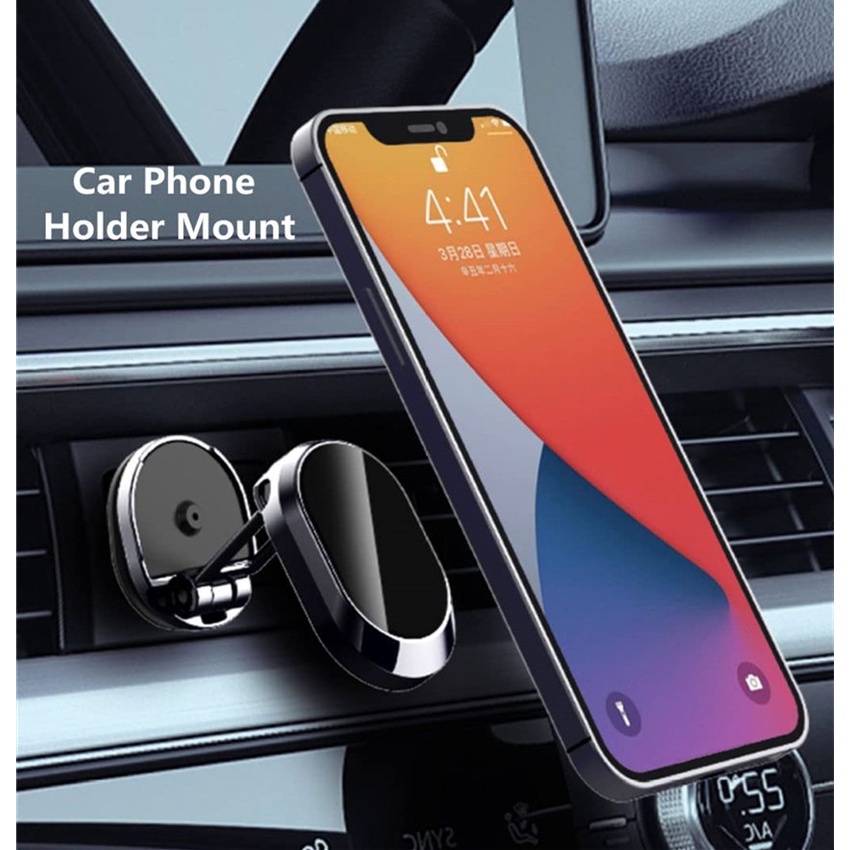 XIAOMI HUAWEI IPHONE Stand Holder Handphone / Smartphone / GPS Universal Magnetik Rotasi 360 Derajat Untuk Mobil Samsung