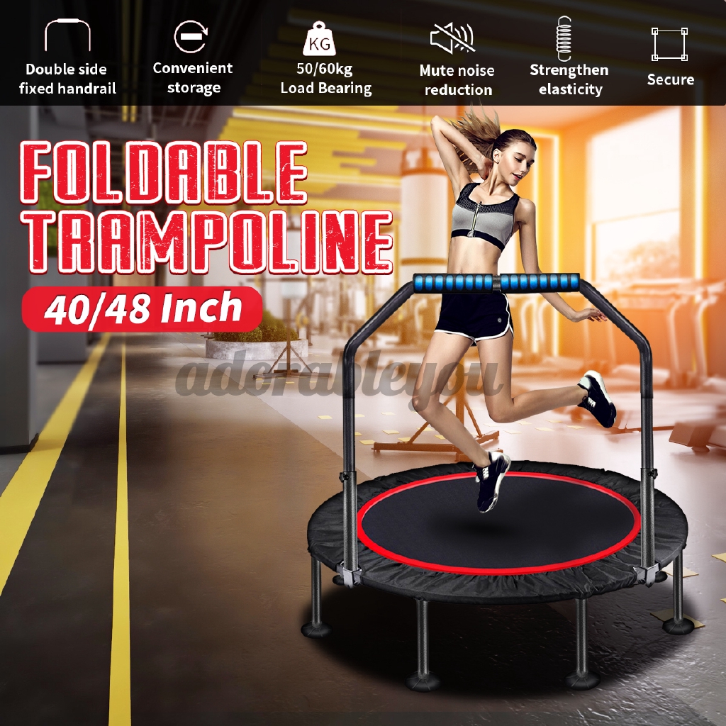 40 48 Inch Foldable Trampoline Gym Exercise Fitness Rebounder Round Jumping Pad Shopee Indonesia