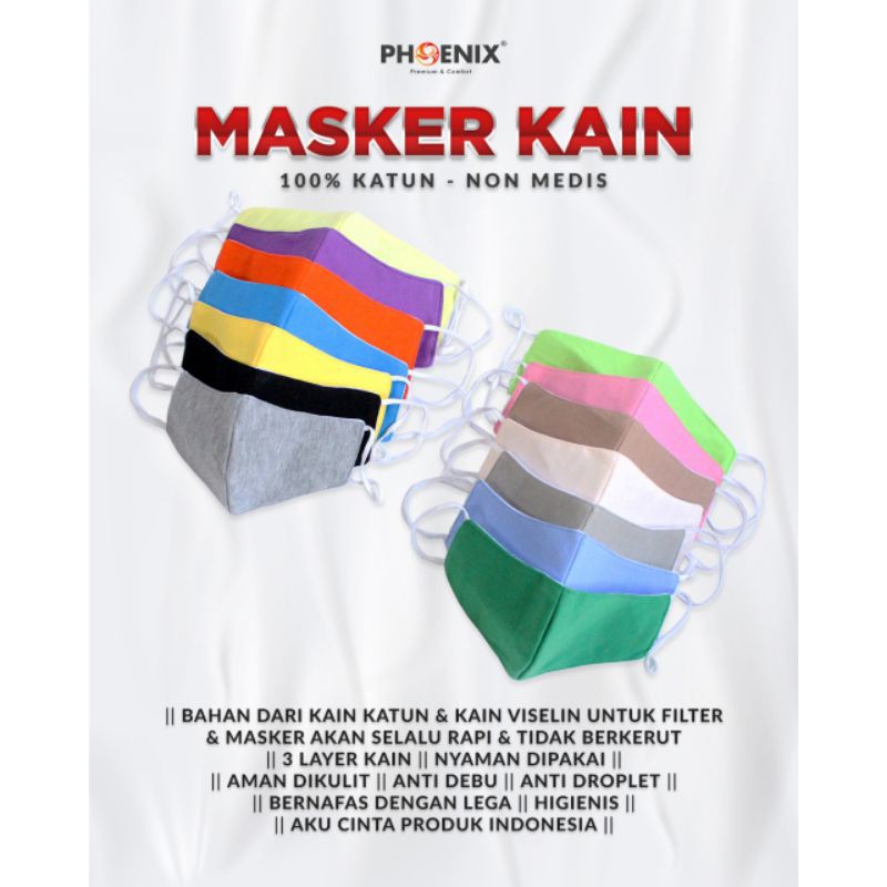 masker kain 3ply bahan katun