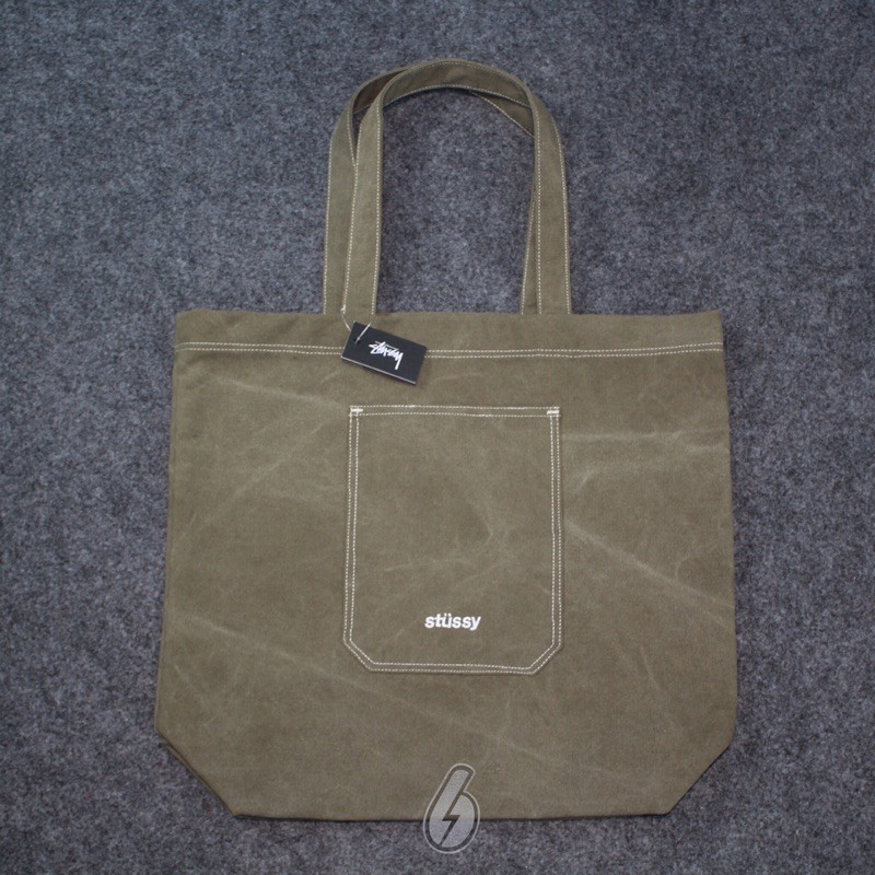 stussy fazer bag tote bag original steel color
