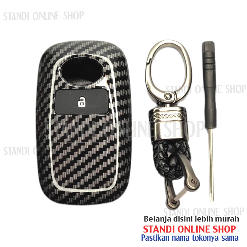 Cover Smartkey Sarung Kunci Carbon Case Toyota Agya Avanza Raize Veloz