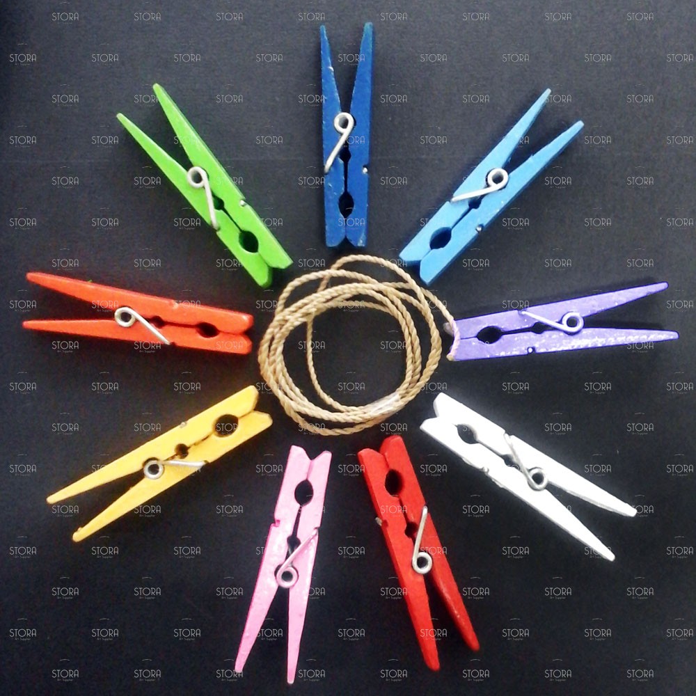 Rainbow Wooden Clip / Jepit Kayu Warna - 7 cm