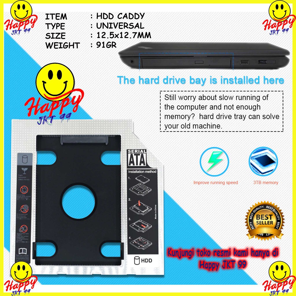 [ HAPPY JKT 99 ] SSD HDD CADDY TEBAL 12.7MM ORIGINAL