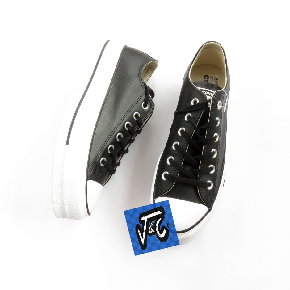 platform converse leather black