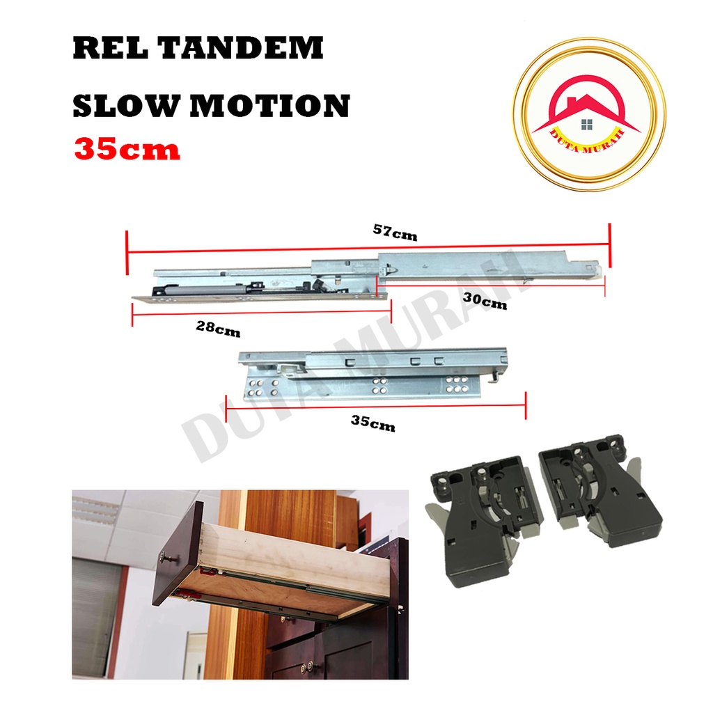 Rel Laci Tandem Slowmotion Double Extention (2x Tarikan) 35 cm Isi 1 set (2pcs)