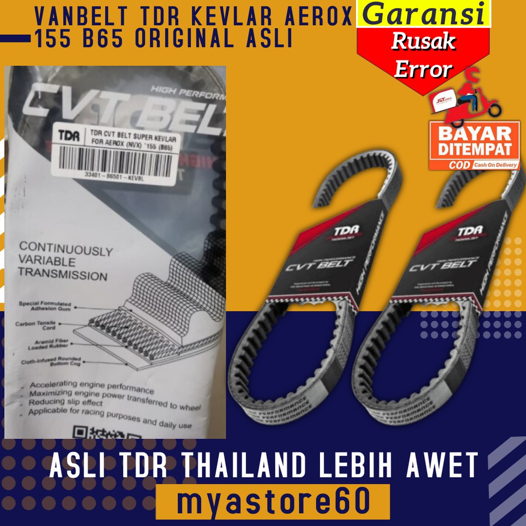 Van Belt V-Belt Vanbelt Bel Tdr Kevlar Yamaha Aerox 155 B65 Original Asli Orisinil Terbaru Thaliand