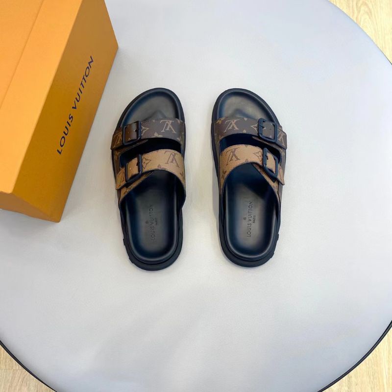 sandal lv pria slide selop flat slippers cowok sendal mirror