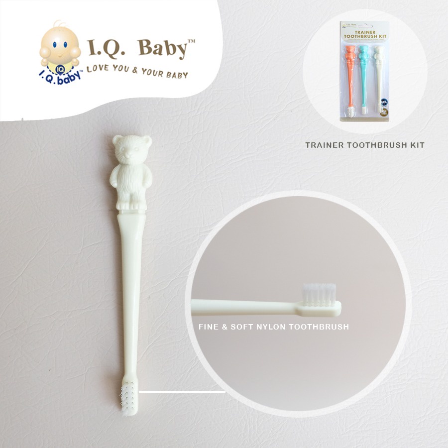 I.Q. BABY Sikat Gigi Bayi dan Anak bentuk Beruang isi 3pcs - 3pcs Bear Shape Training Toothbrush