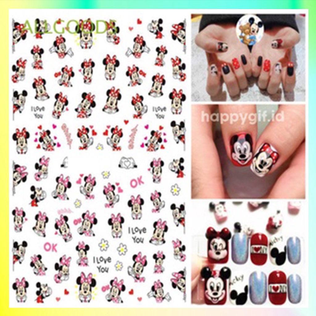 Stiker Kuku Mickey Minnie Stitch Winnie Donald Ultra Thin Nail Tipis Sticker Durable KU032