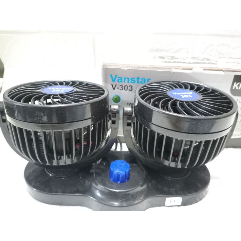 (BISA COD)Kipas Angin Mobil Double Headed Putar 360° 2 Speed 12V-V-303 vanstar/double fan Car Cooling Double Fan