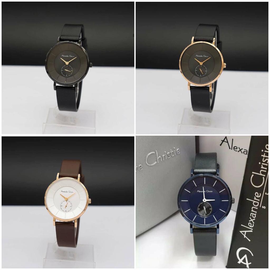 Jam Tangan Wanita Alexandre Christie Original AC 8484 AC8484 LS Kulit Leather Bottom Second Original