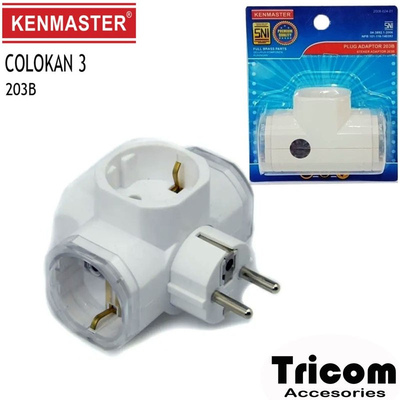Colokan 3 lubang Steker Colokan listrik T kenmaster 203B