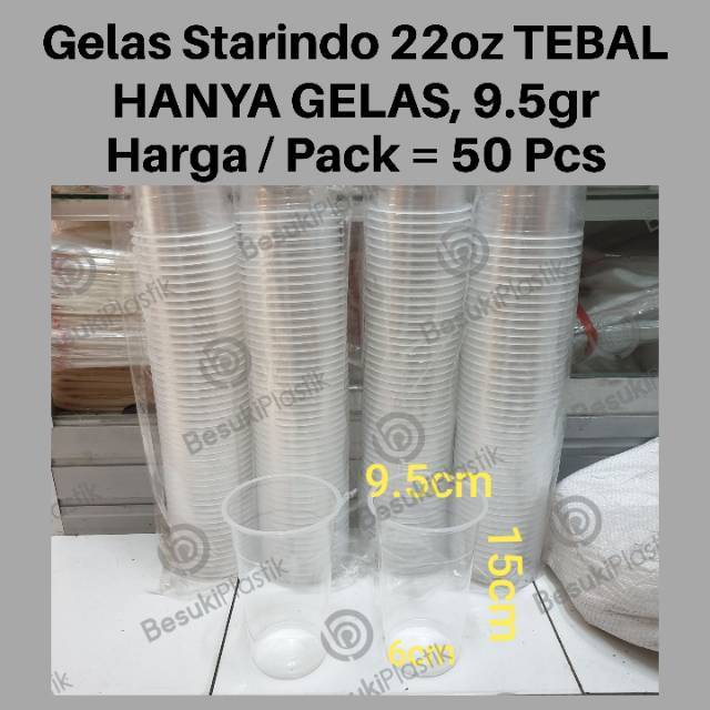 Cup 22oz / Gelas Plastik 22oz Tebal / Gelas Plastik Starindo 22oz / Gelas Plastik 22oz