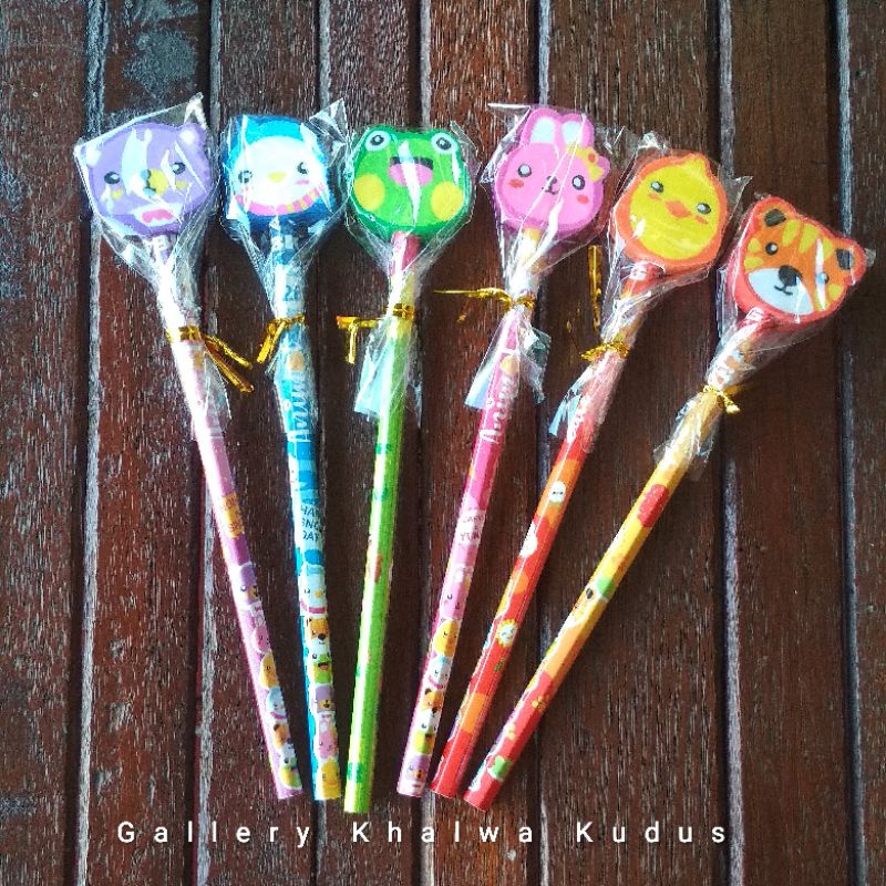 

pensil karakter + penghapus | pensil lucu | pensil hewan