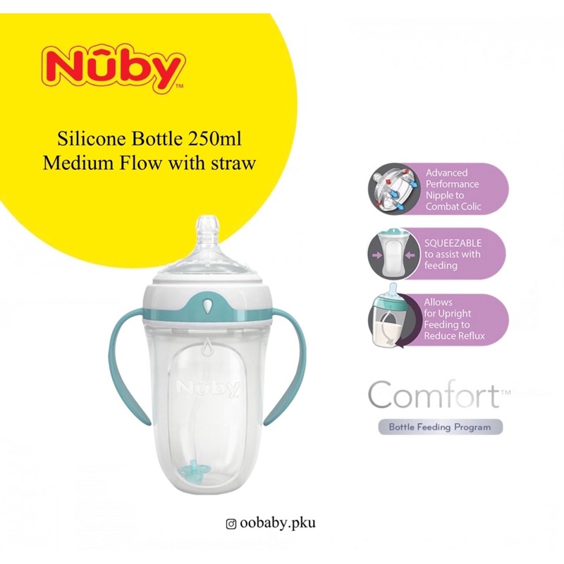 nuby kids comfort silicone medium flow with straw