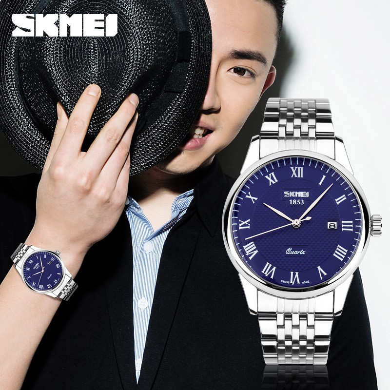 Jam Tangan Pria Simple Clasic SKMEI 9058 Original Anti Air Biru