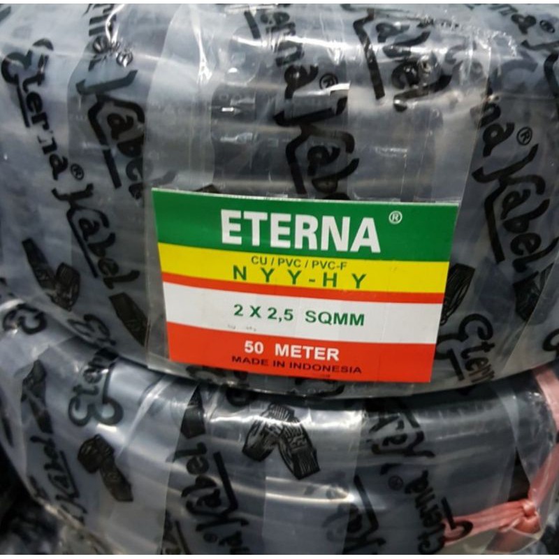 Kabel Eterna nyyhy 2x2.5 panjang 50mtr Kabel 2x2,5  serabut Eterna
