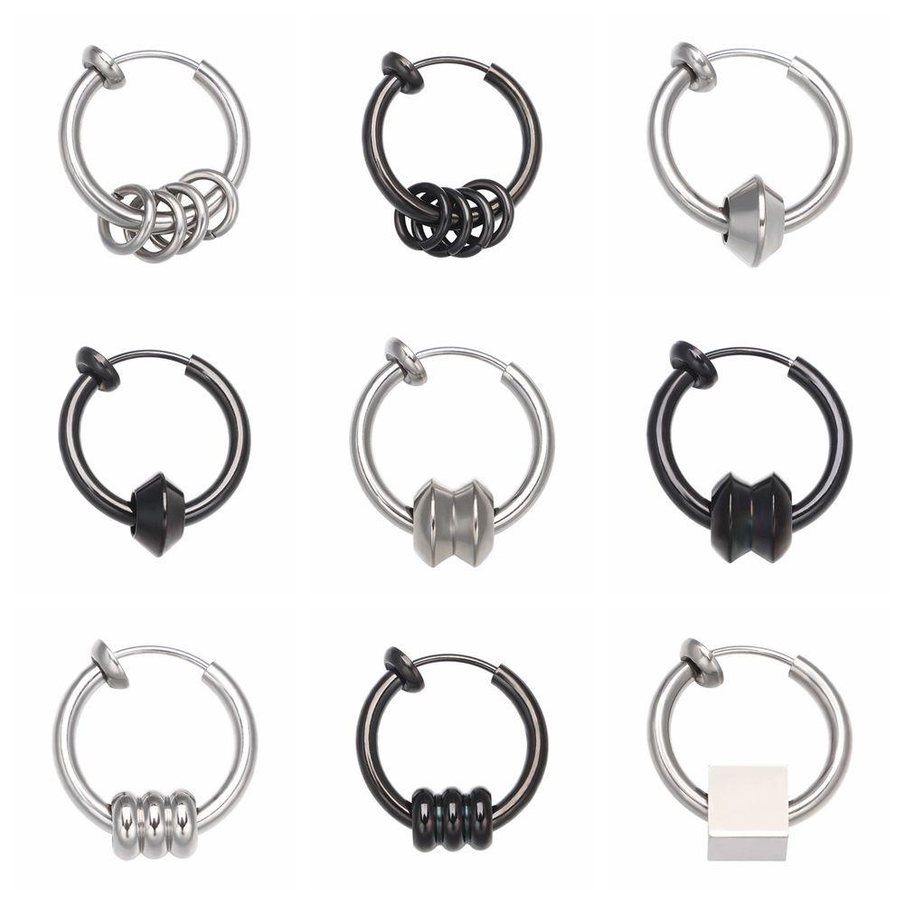 Lily Anting Punk Wanita Pria Tanpa Sakit Anting Klip Anting Stainless Steel Untuk Remaja Hoops Palsu