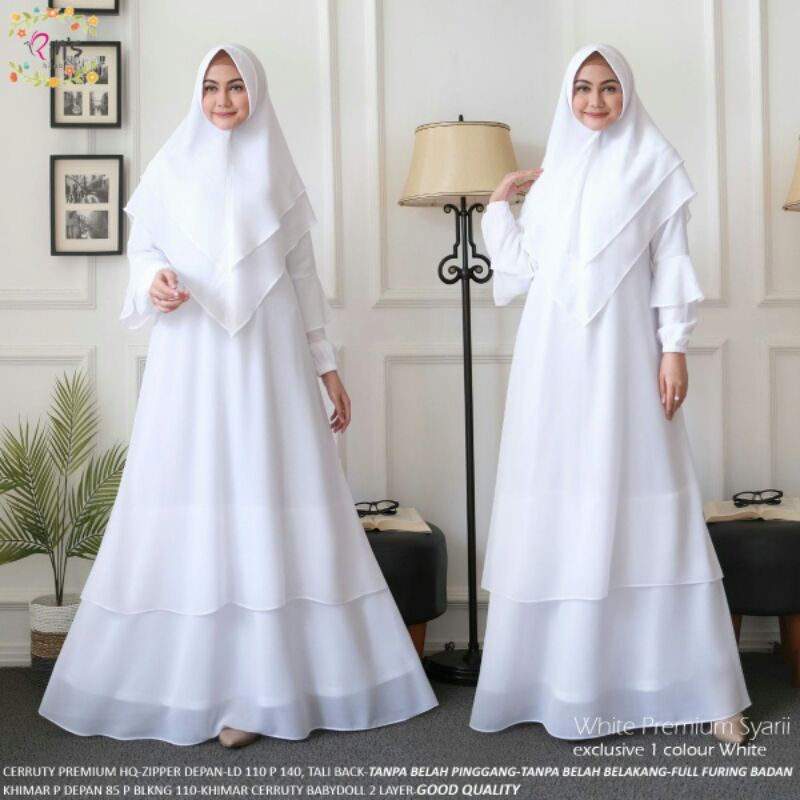 WHITE PREMIUM SYARI/ GAMIS CERUTY/GAMIS PUTIH SYARI