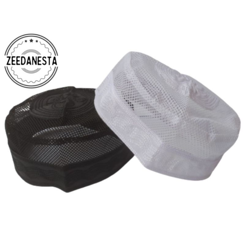 PECI MADINAH JARING KOPIAH AC HAJI PUTIH HITAM