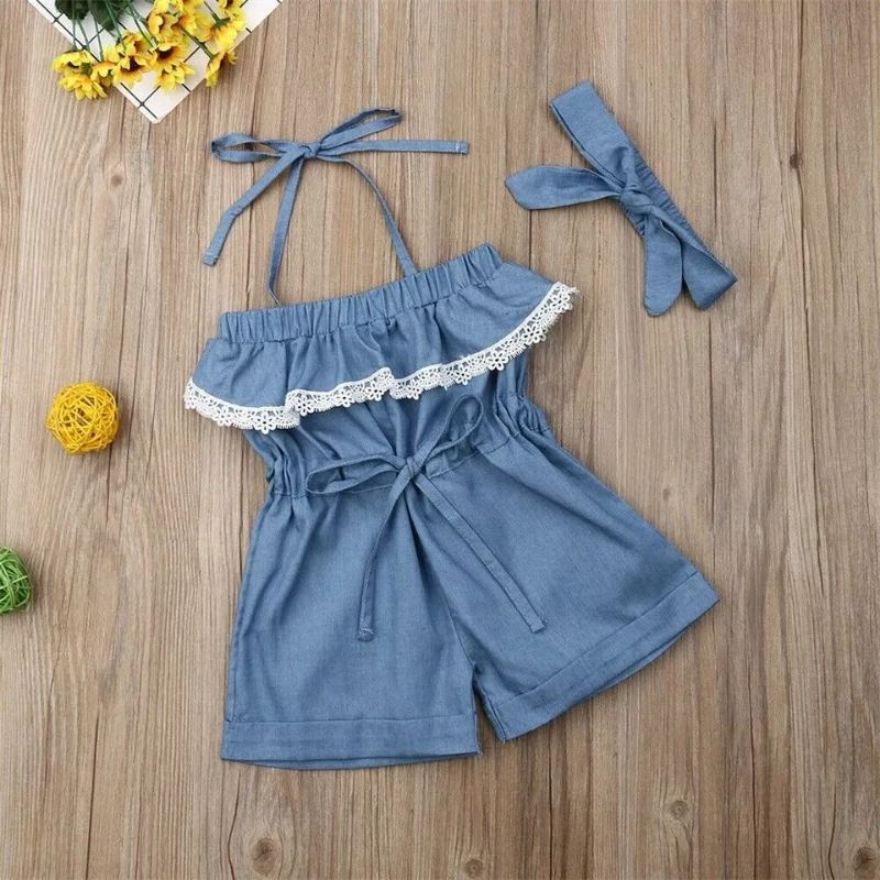 Kaureen Set Overall Bayi soft jeans 0-12bulan