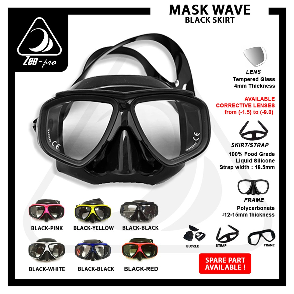 Masker Selam Scuba Dive Mask Snorkeling Goggle Diving Kacamata Renang Snorkel Zeepro Wave