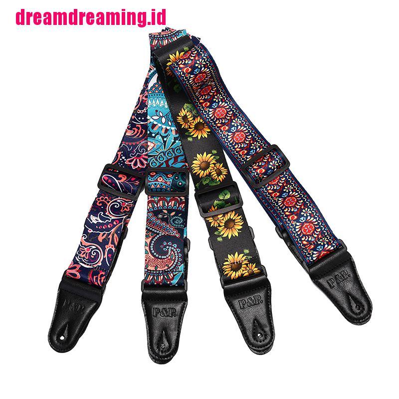 Strap Motif Bunga Matahari Untuk Gitar Akustik / Elektrik