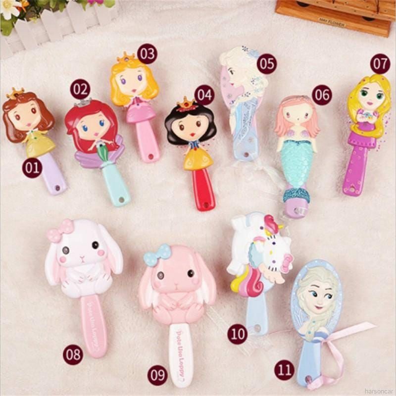 Sisir Rambut Karakter SANRIO 3D SOFT Hair Brush Princess Sisir Sikat Kuromi Cinnamoroll Hello Kitty Melody Elsa Frozen Mermaid Sisir Kado Gift Unik Comb