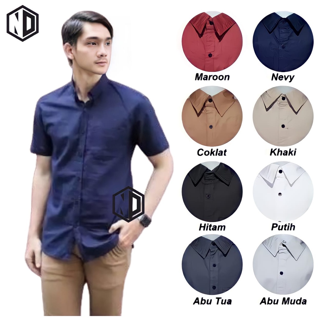 Kemeja pria lengan pendek polos baju cowok pria kemeja pria kasual distro import hem pria slimfit