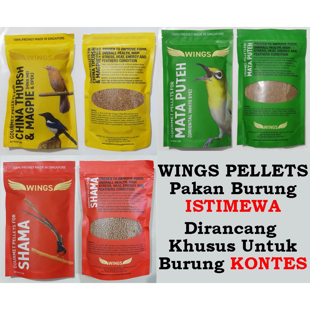 WINGS PELLETS - VOER PAKAN BURUNG PLECI MATA PUTIH